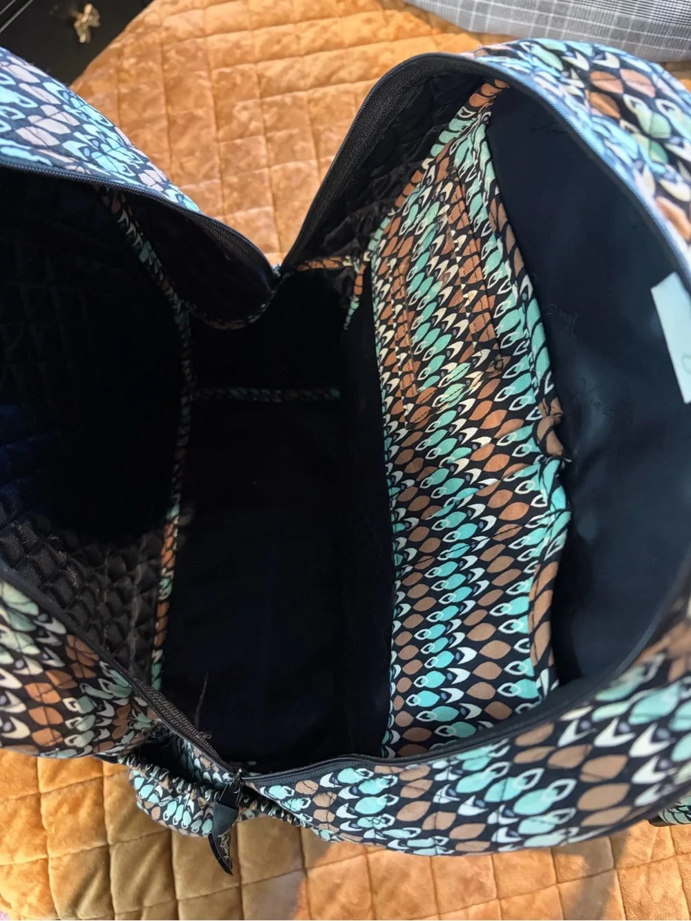 Vera Bradley Sierra Stream Quilted Backpack - Turquoise & Brown